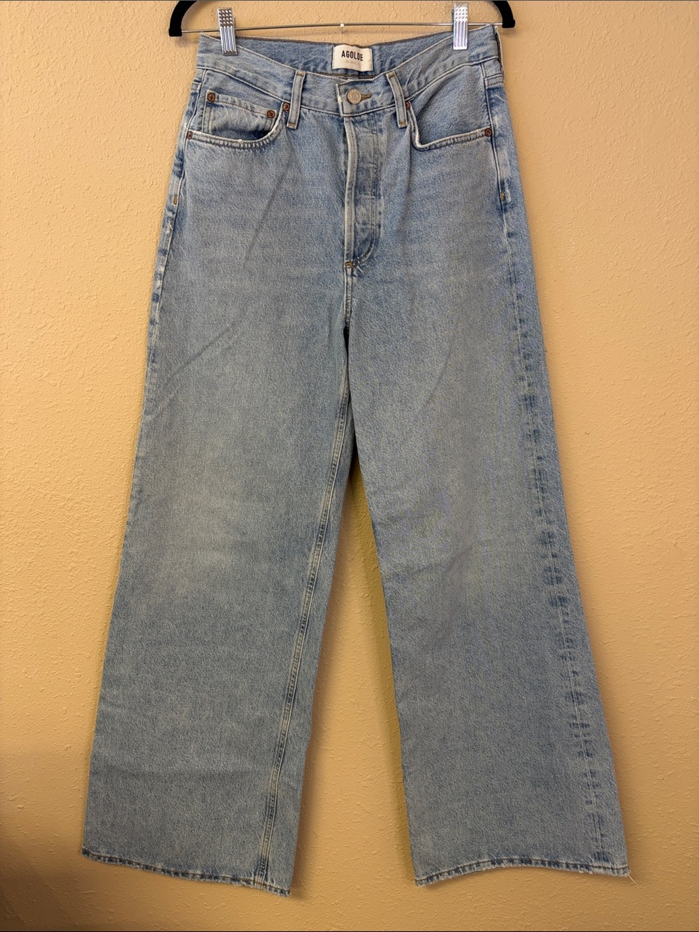 Agolde Dame Light Blue Wide Leg High-Rise Jeans - Picture 1 of 5
